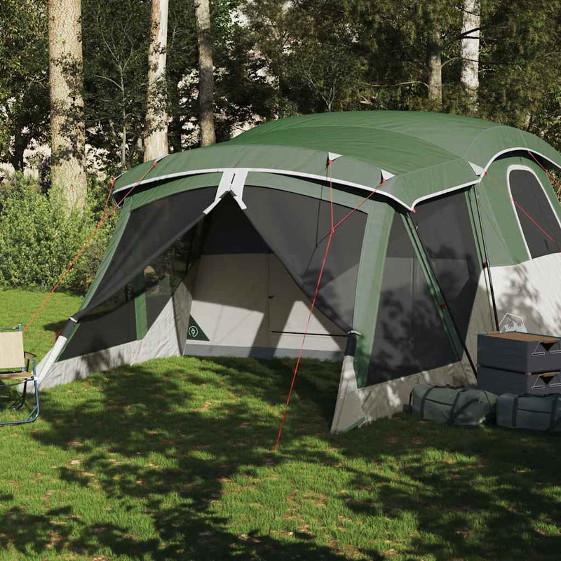 Afbeelding laden in galerijviewer, Vidaxl tent met luifel 4-persoons waterdicht groen