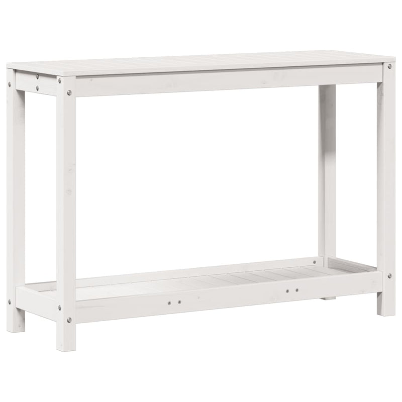Afbeelding laden in galerijviewer, Vidaxl oppottafel met schap 108x35x75 cm massief grenenhout wit