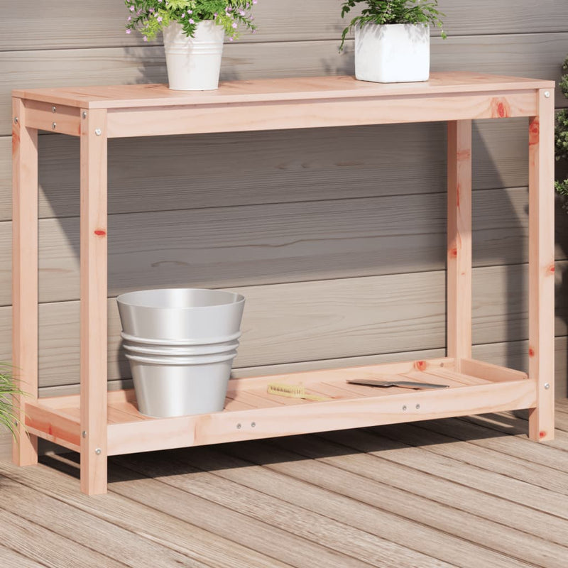 Afbeelding laden in galerijviewer, Vidaxl oppottafel met schap 108x35x75 cm massief douglashout