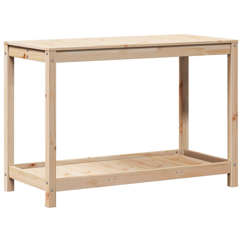 Afbeelding laden in galerijviewer, Vidaxl oppottafel met schap 108x50x75 cm massief grenenhout