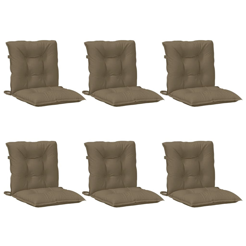 Afbeelding laden in galerijviewer, Vidaxl stoelkussens 6 st lage rug 100x50x7 cm stof gemêleerd taupe