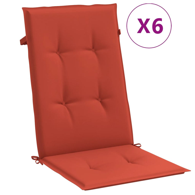 Afbeelding laden in galerijviewer, Vidaxl stoelkussens 6 st hoge rug 120x50x4 cm stof gemêleerd rood