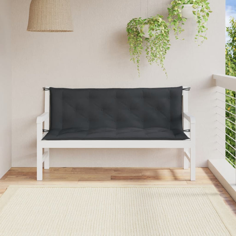 Afbeelding laden in galerijviewer, Vidaxl tuinbankkussens 2 st 150x50x7 cm stof gemêleerd antracietkleur