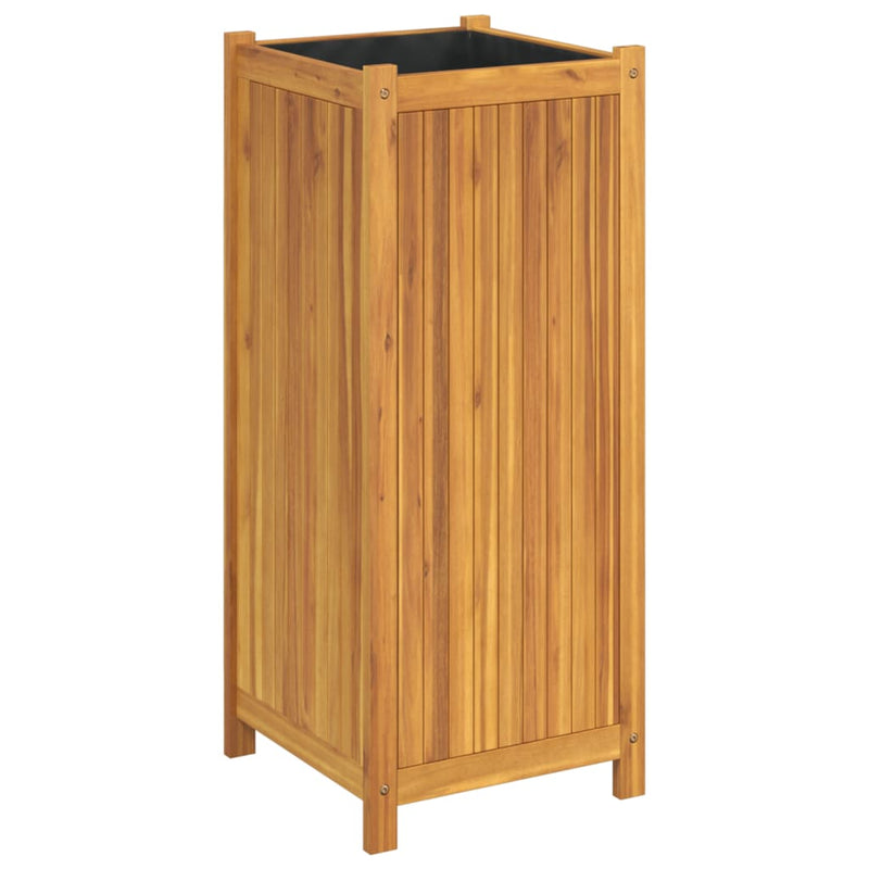 Afbeelding laden in galerijviewer, Vidaxl plantenbak met voering 42x42x100 cm massief acaciahout