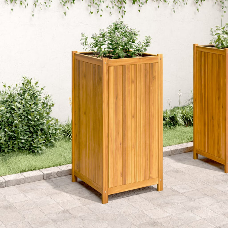 Afbeelding laden in galerijviewer, Vidaxl plantenbak met voering 50x50x100 cm massief acaciahout