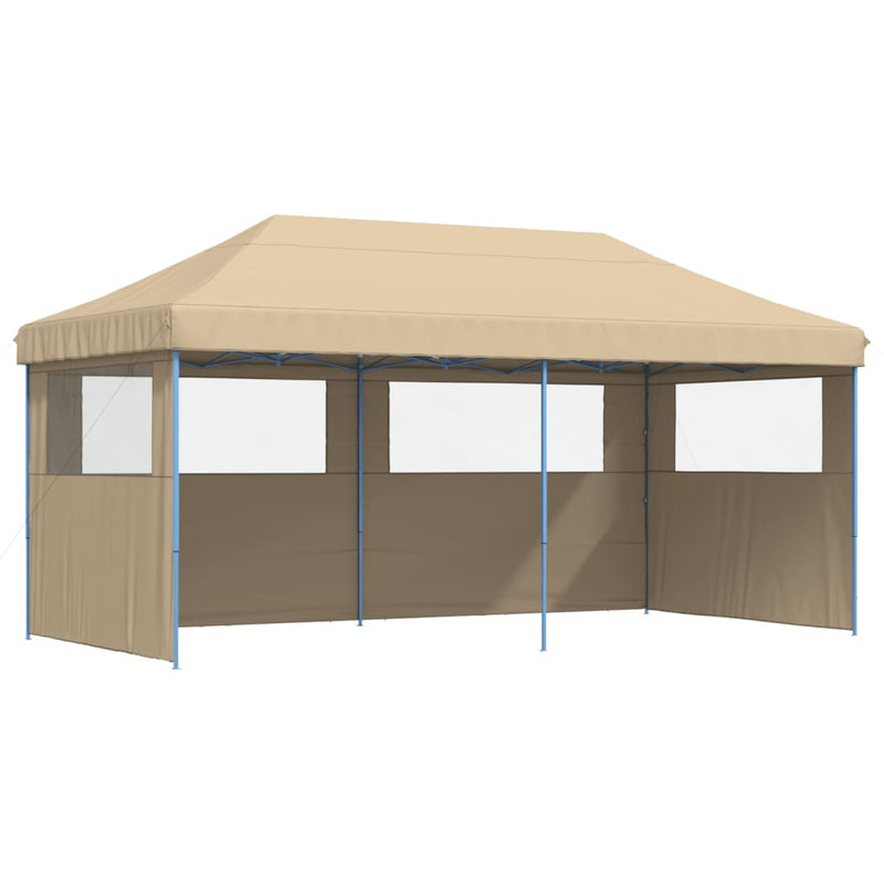 Afbeelding laden in galerijviewer, Vidaxl partytent inklapbaar pop-up met 3 zijwanden beige