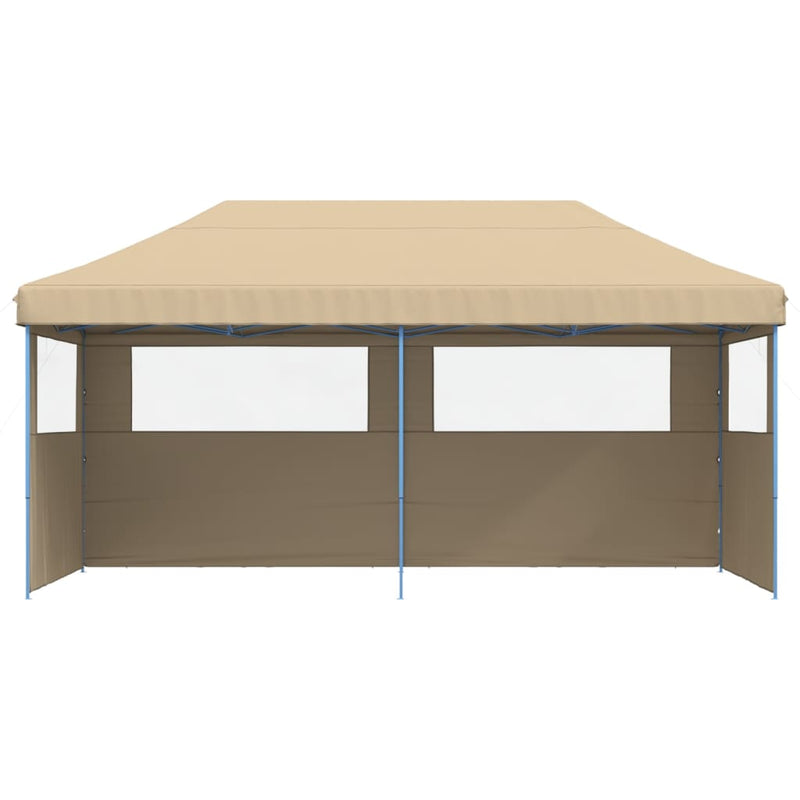 Afbeelding laden in galerijviewer, Vidaxl partytent inklapbaar pop-up met 3 zijwanden beige