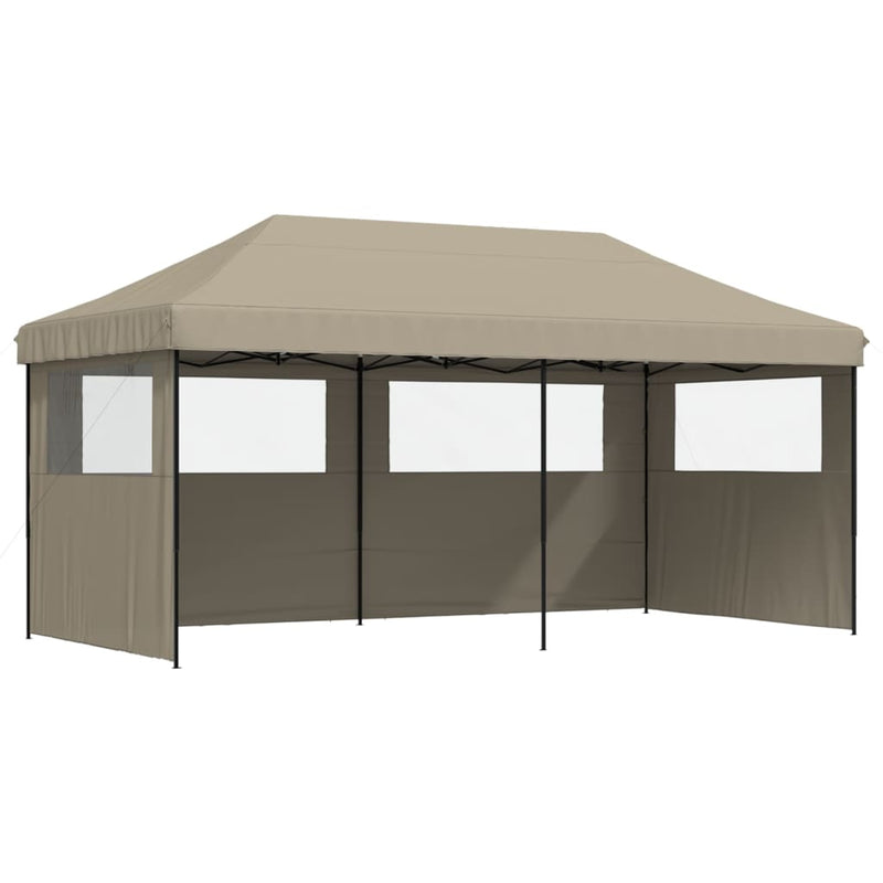 Afbeelding laden in galerijviewer, Vidaxl partytent inklapbaar pop-up met 3 zijwanden taupe
