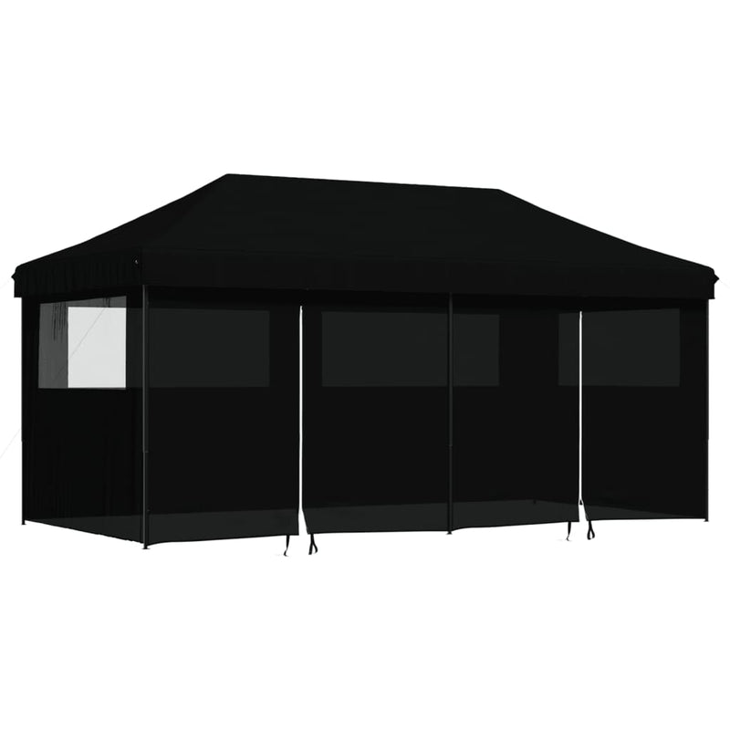 Afbeelding laden in galerijviewer, VidaXL Partytent inklapbaar pop-up met 4 zijwanden zwart