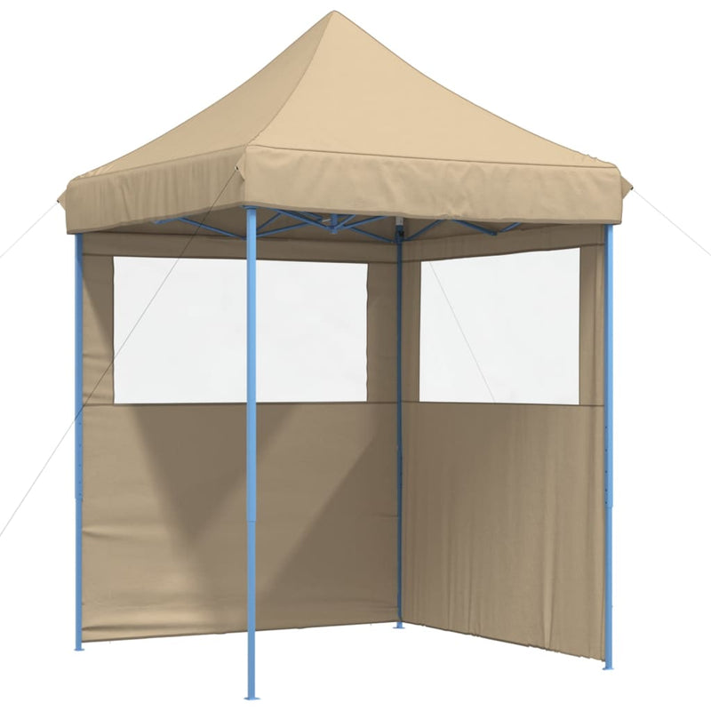 Afbeelding laden in galerijviewer, Vidaxl partytent inklapbaar pop-up met 2 zijwanden beige