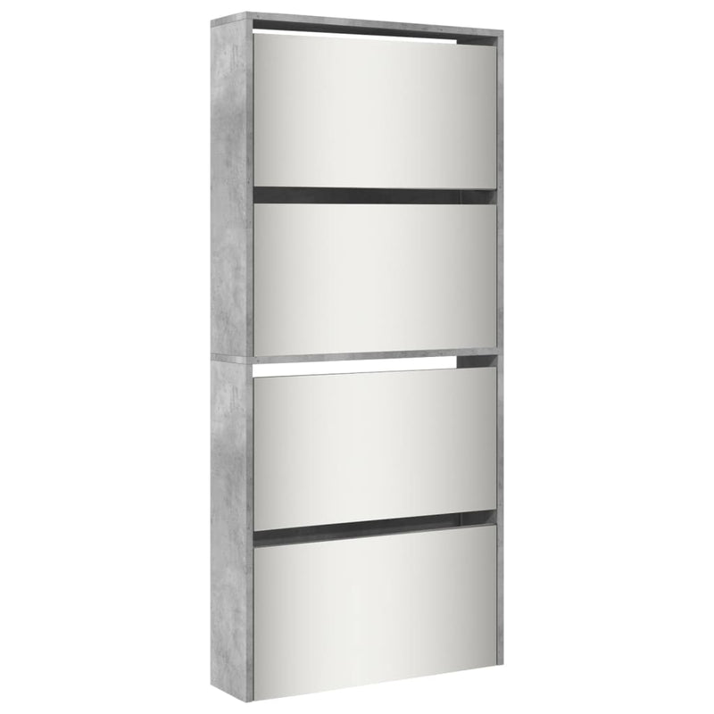 Afbeelding laden in galerijviewer, VidaXL Schoenenkast met spiegel 4-laags 63x17x134 cm betongrijs