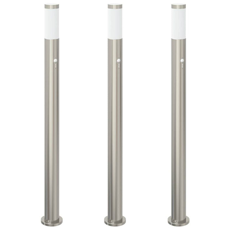 Afbeelding laden in galerijviewer, Vidaxl bolderverlichting met sensor 3 stuks 110 cm rvs ip44