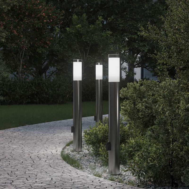 Afbeelding laden in galerijviewer, Vidaxl bolderverlichting met stopcontact 3 stuks 80 cm roestvrij staal ip44
