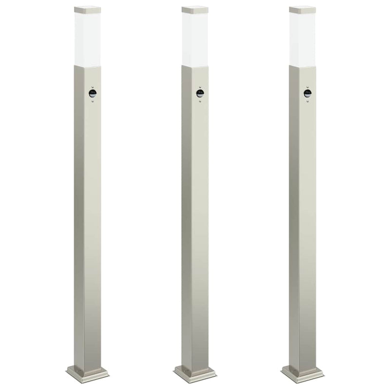Afbeelding laden in galerijviewer, Vidaxl bolderverlichting met sensor 3 stuks 110 cm rvs ip44