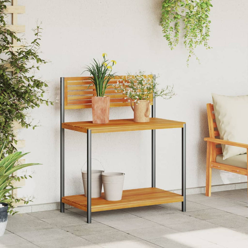 Afbeelding laden in galerijviewer, Vidaxl tuinwerktafel 90x50x110 cm massief acaciahout en staal