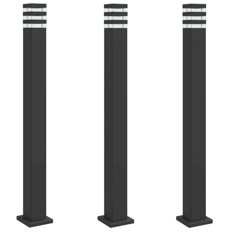 Afbeelding laden in galerijviewer, Vidaxl buitenvloerlampen 3 st met stopcontact 110 cm aluminium zwart