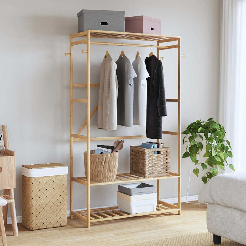 Afbeelding laden in galerijviewer, Vidaxl kledingrek met schappen 110x40x175 cm bamboe
