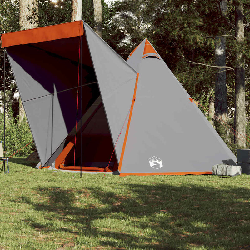 Afbeelding laden in galerijviewer, Vidaxl tipitent 6-persoons waterdicht grijs en oranje