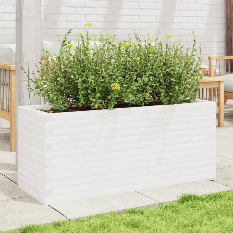 Afbeelding laden in galerijviewer, Vidaxl plantenbak 110x40x45,5 cm massief grenenhout wit