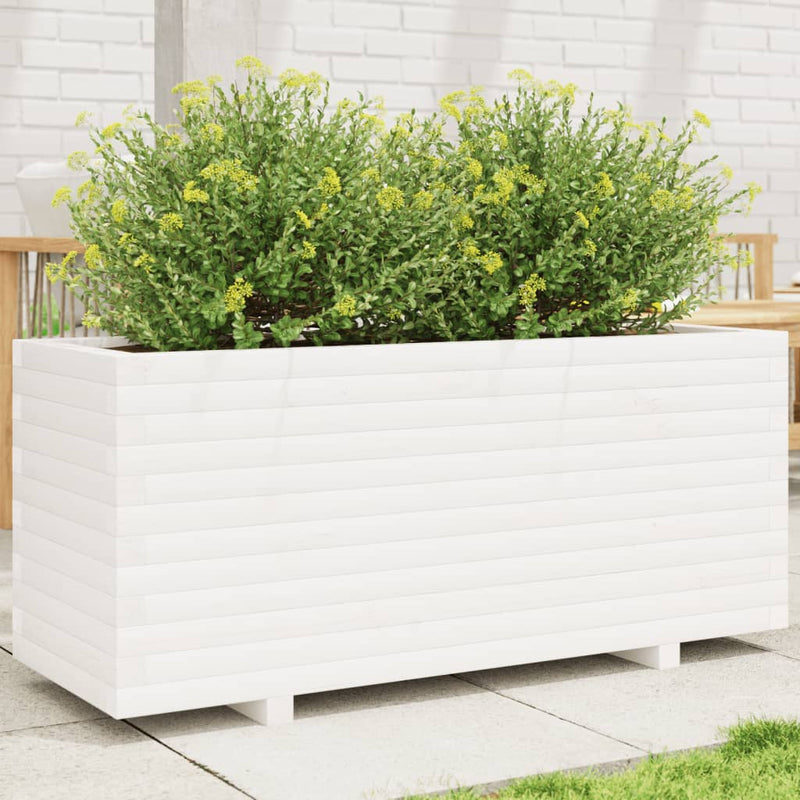 Afbeelding laden in galerijviewer, VidaXL Plantenbak 110x40x49,5 cm massief grenenhout wit