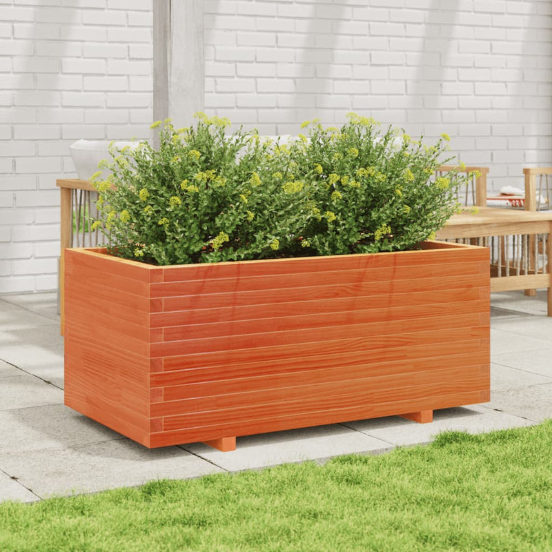 Afbeelding laden in galerijviewer, VidaXL Plantenbak 110x60x49,5 cm massief grenenhout wasbruin