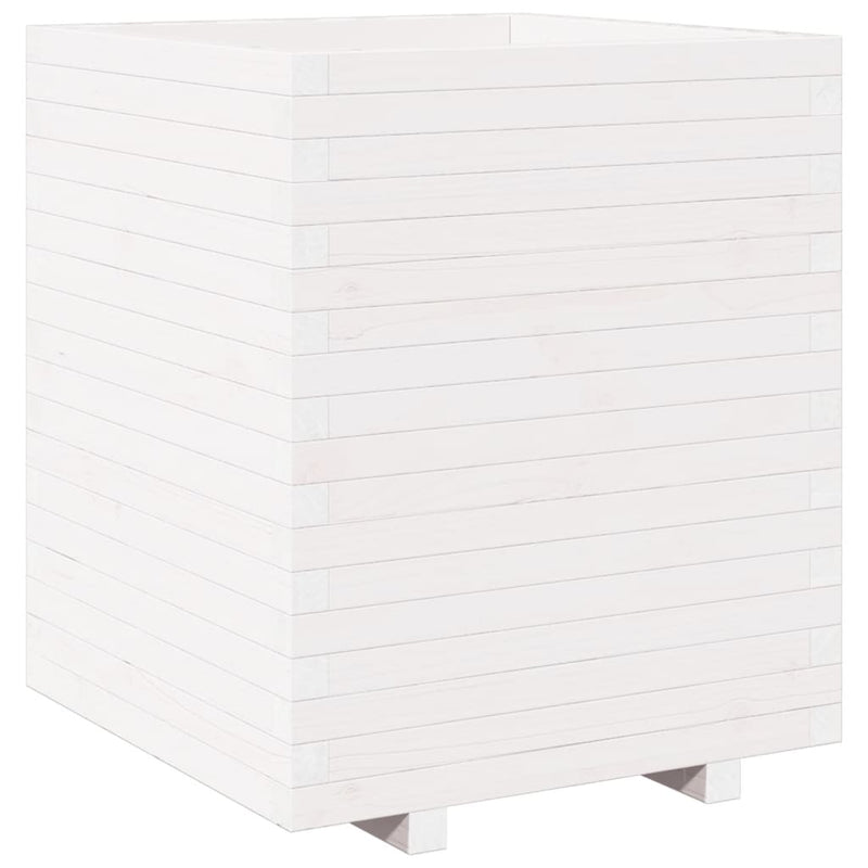 Afbeelding laden in galerijviewer, VidaXL Plantenbak 60x60x72,5 cm massief grenenhout wit