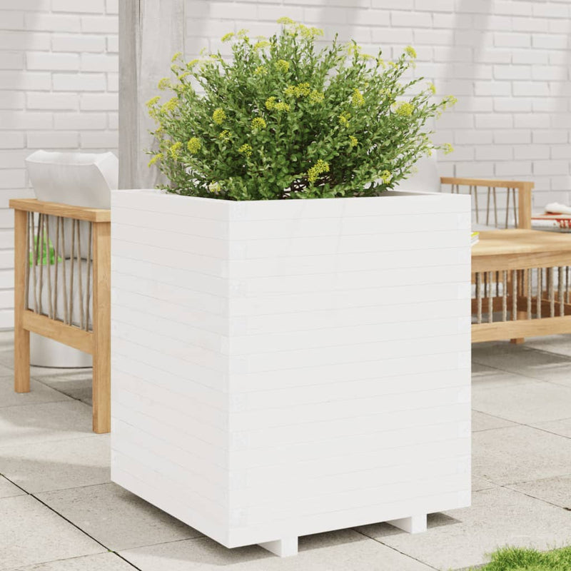 Afbeelding laden in galerijviewer, VidaXL Plantenbak 60x60x72,5 cm massief grenenhout wit