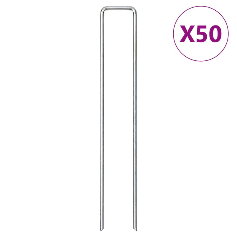 Afbeelding laden in galerijviewer, Vidaxl grondharingen 50 st u-vormig 20x4 cm gegalvaniseerd staal