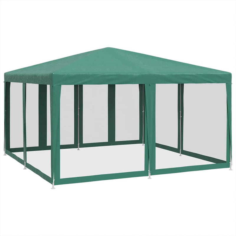 Afbeelding laden in galerijviewer, Vidaxl partytent met 8 mesh zijwanden 4x4 m hdpe groen