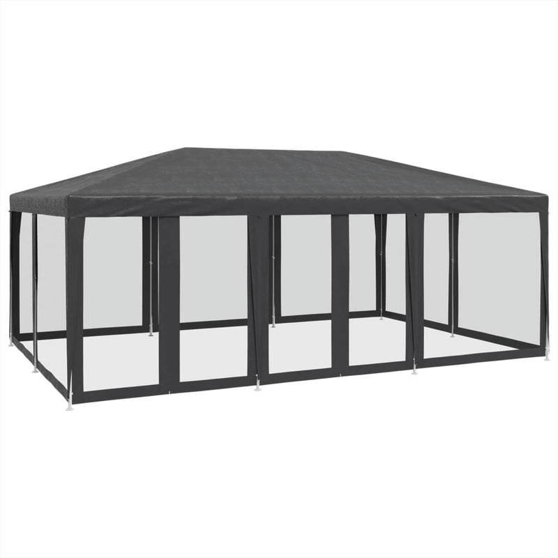 Afbeelding laden in galerijviewer, Vidaxl partytent met 10 mesh zijwanden 6x4 m hdpe antracietkleurig