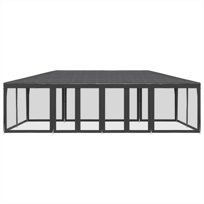 Afbeelding laden in galerijviewer, Vidaxl partytent met 12 mesh zijwanden 8x4 m hdpe antracietkleurig