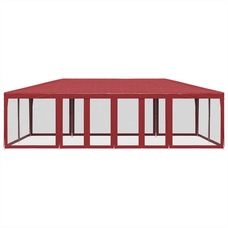 Afbeelding laden in galerijviewer, Vidaxl partytent met 12 mesh zijwanden 8x4 m hdpe rood