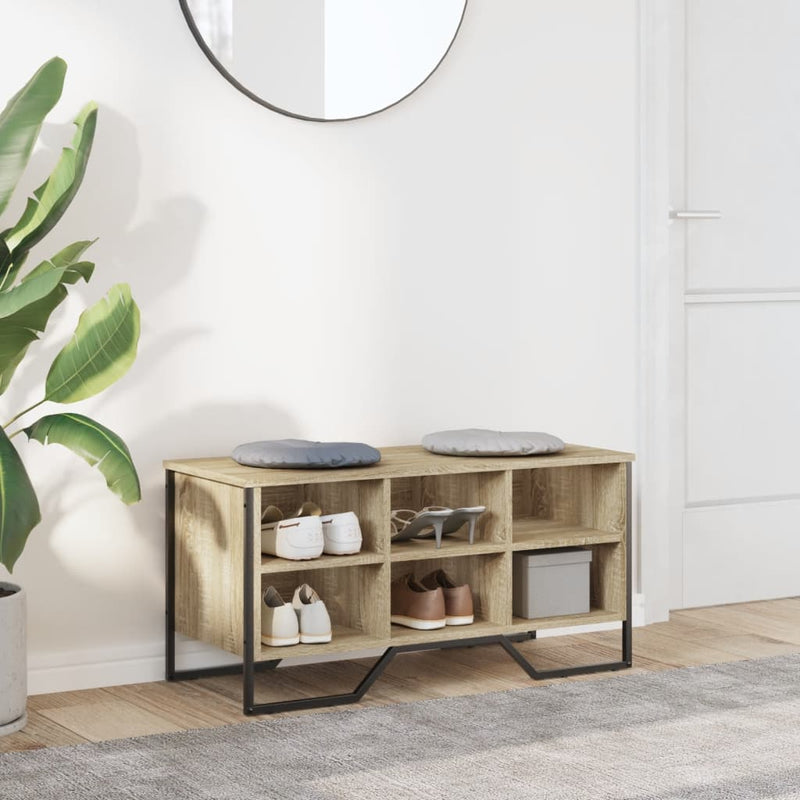 Afbeelding laden in galerijviewer, Vidaxl schoenenkast 90x38x45,5 cm bewerkt hout sonoma eikenkleurig