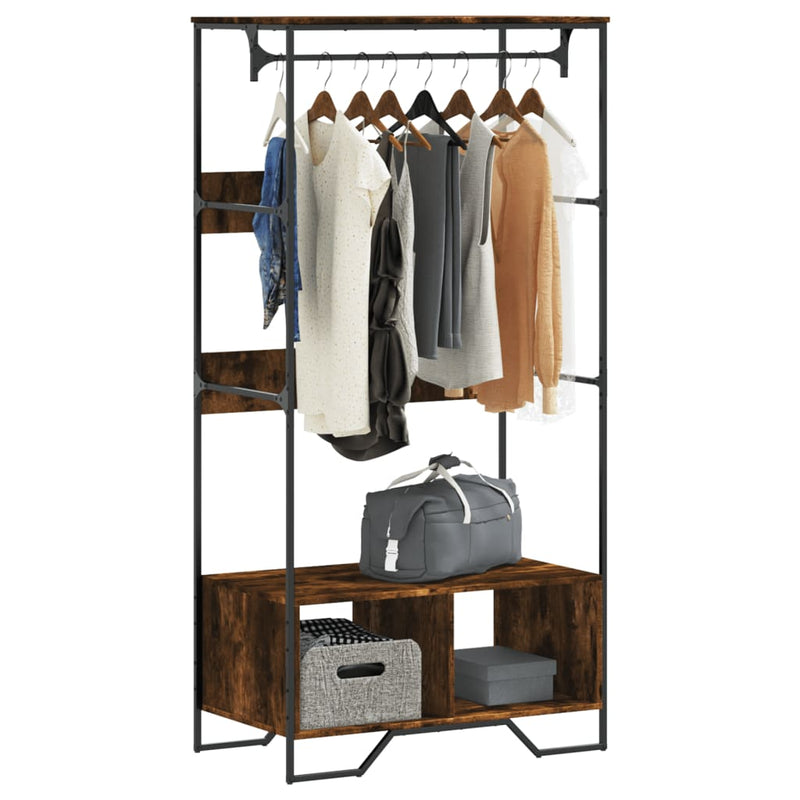 Afbeelding laden in galerijviewer, Vidaxl kledingkast 90x50x180 cm bewerkt hout gerookt eikenkleurig