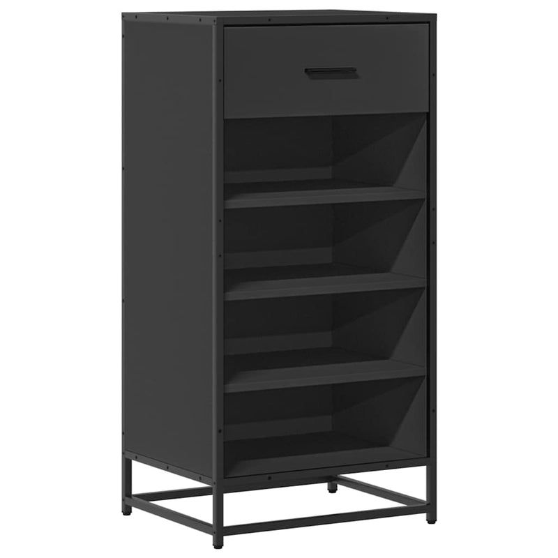 Afbeelding laden in galerijviewer, Vidaxl schoenenrek 48x38x97,5 cm bewerkt hout zwart