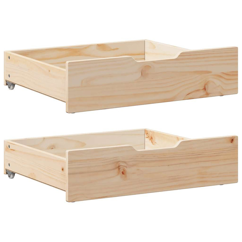 Afbeelding laden in galerijviewer, Vidaxl bedlades 2 st met wieltjes 65x55x17 cm massief grenenhout