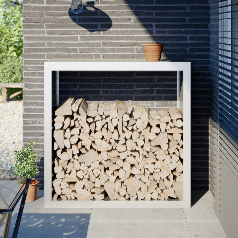 Afbeelding laden in galerijviewer, Vidaxl haardhoutrek 100x40x100 cm staal wit