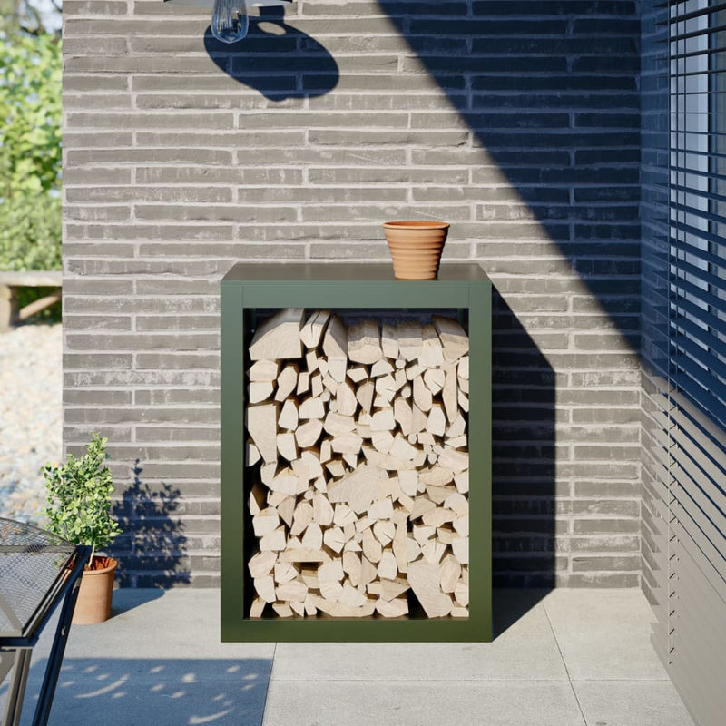 Afbeelding laden in galerijviewer, Vidaxl haardhoutrek 60x40x80 cm staal groen