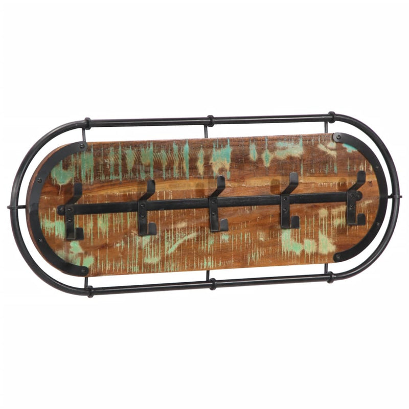 Afbeelding laden in galerijviewer, Vidaxl wandkapstok met 5 haken massief gerecycled hout