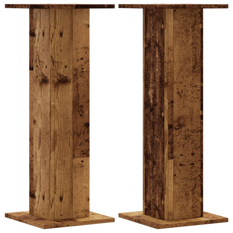 Afbeelding laden in galerijviewer, Vidaxl speakerstandaards 2 st 30x30x80 cm bewerkt hout oud houtkleurig