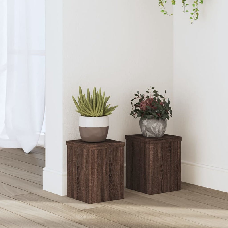 Afbeelding laden in galerijviewer, Vidaxl plantenstandaards 2 st 15x15x20 cm bewerkt hout bruin eiken