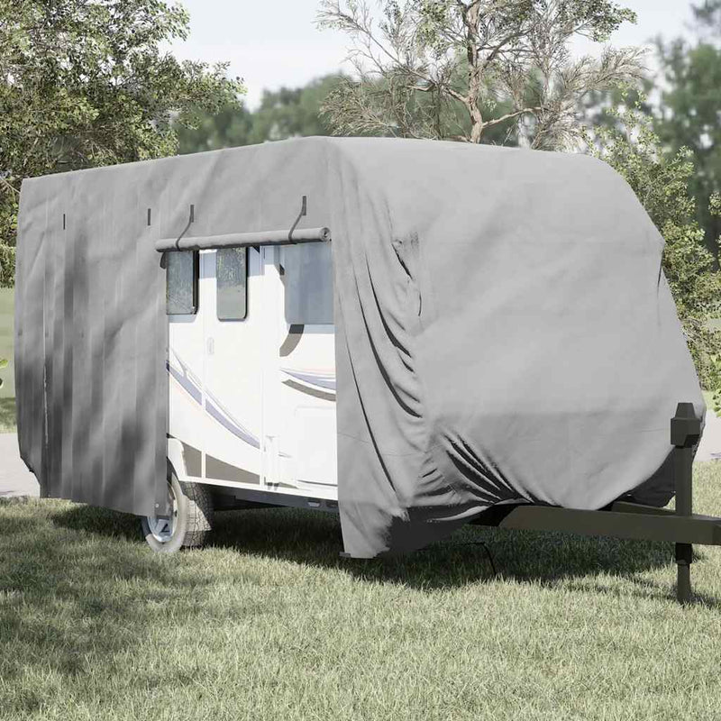 Afbeelding laden in galerijviewer, Vidaxl caravanhoes 550x250x220 cm vliesvlies grijs