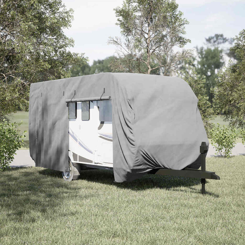 Afbeelding laden in galerijviewer, Vidaxl caravanhoes 610x250x220 cm vliesvlies grijs