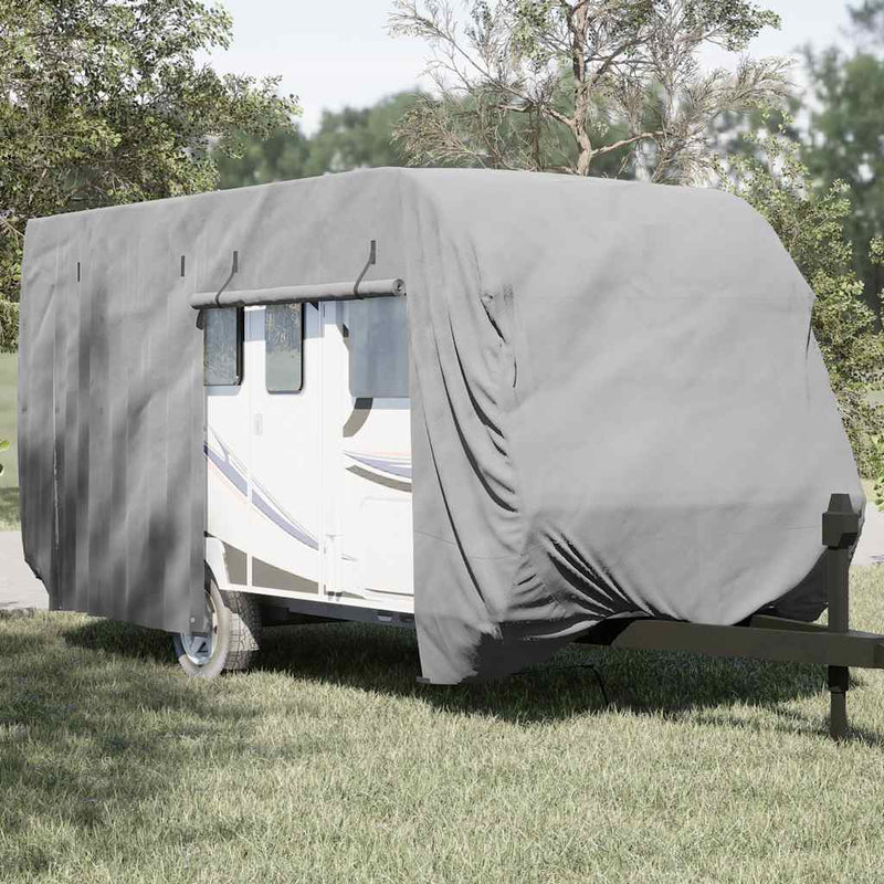 Afbeelding laden in galerijviewer, Vidaxl caravanhoes 610x250x220 cm vliesvlies grijs
