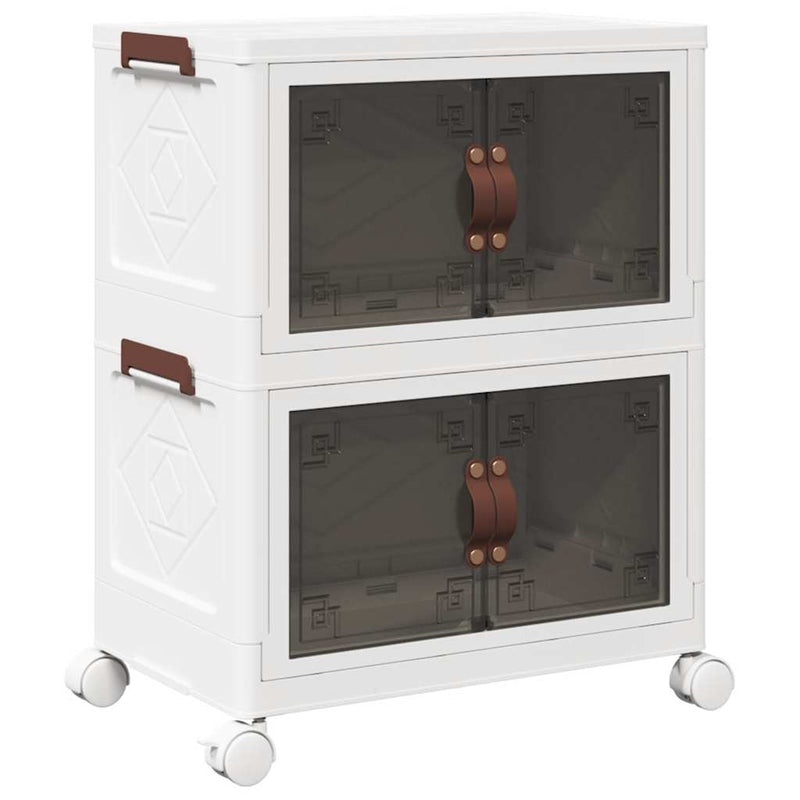 Afbeelding laden in galerijviewer, Vidaxl opbergbox stapelbaar met wielen 2-laags 28 l 48,5x29,5x59,5 cm