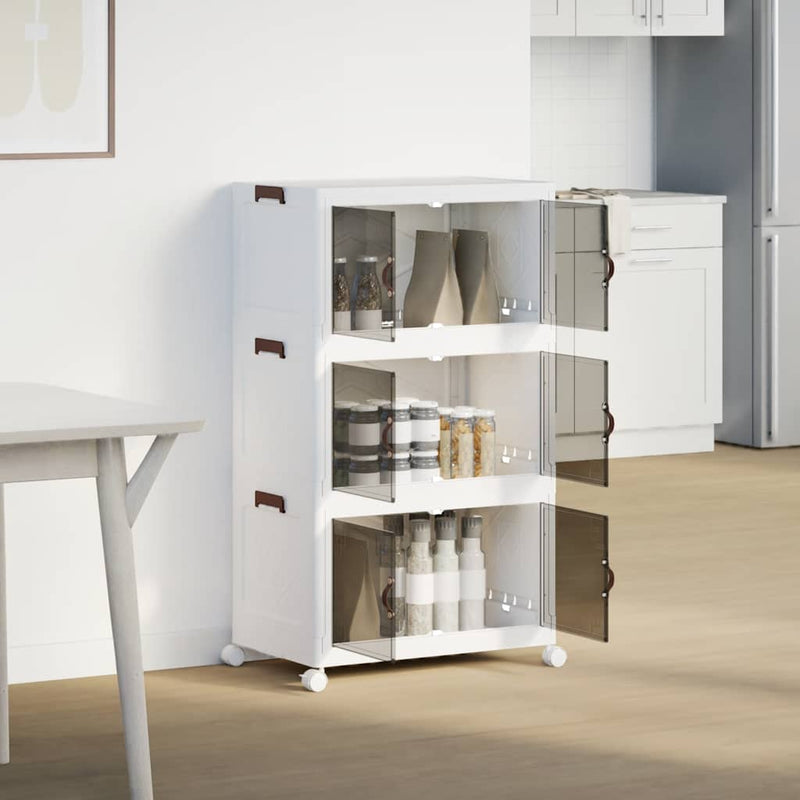 Afbeelding laden in galerijviewer, Vidaxl opbergbox stapelbaar met wielen 3-laags 75 l 64x39,5x110,5 cm