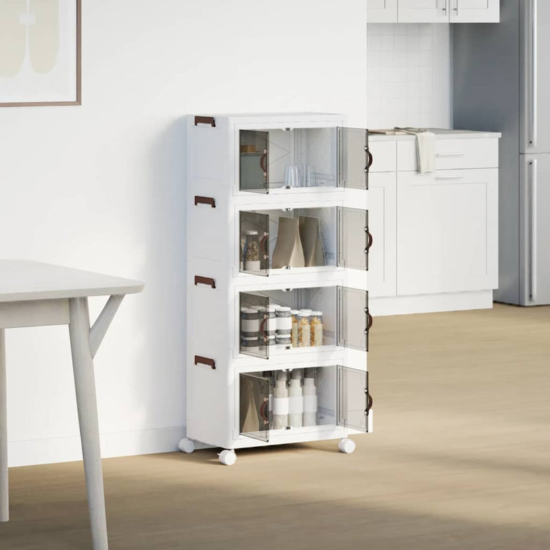 Afbeelding laden in galerijviewer, Vidaxl opbergbox stapelbaar met wielen 4-laags 28 l 48x29,5x112,5 cm