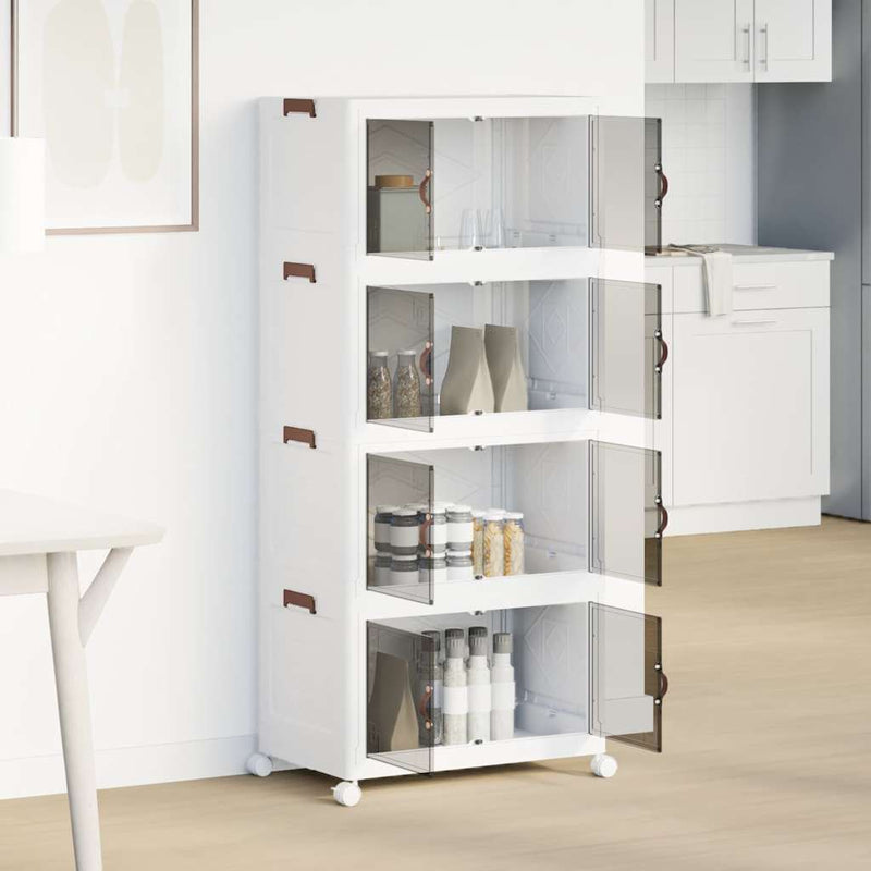Afbeelding laden in galerijviewer, Vidaxl opbergbox stapelbaar met wielen 4-laags 75 l 64x40x141,5 cm
