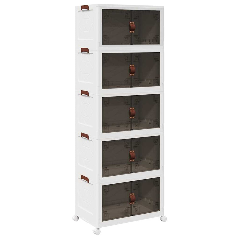 Afbeelding laden in galerijviewer, Vidaxl opbergbox stapelbaar met wielen 5-laags 75 l 64x40x179 cm