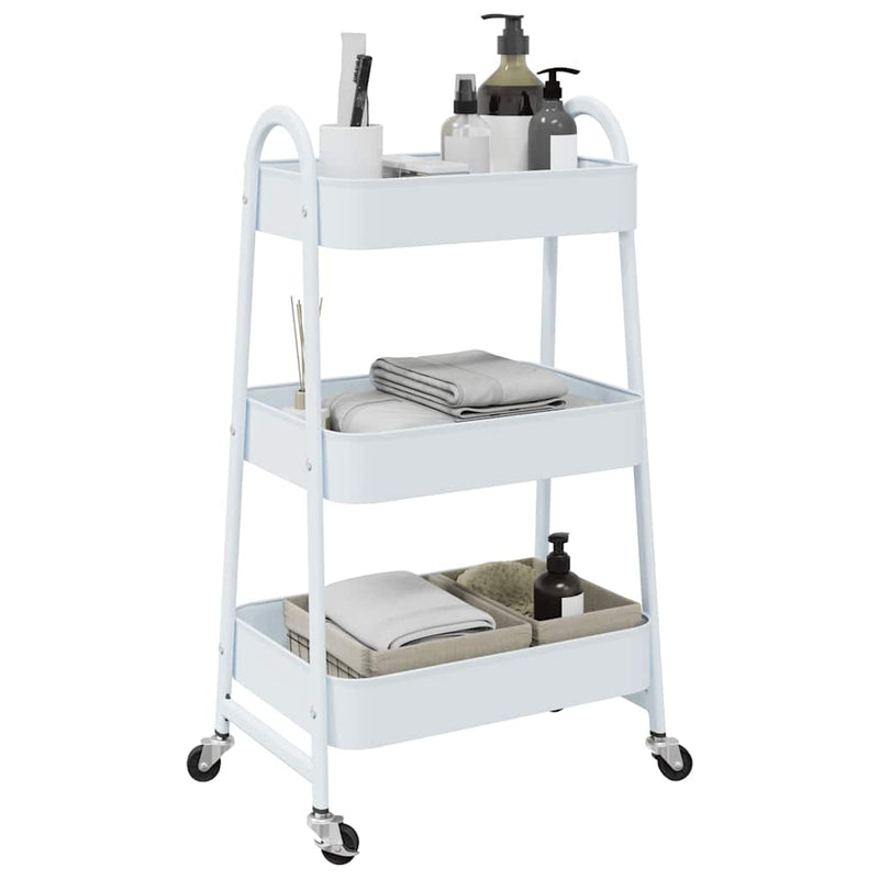 Afbeelding laden in galerijviewer, Vidaxl opbergtrolley 3-laags 42x41,5x77 cm staal wit